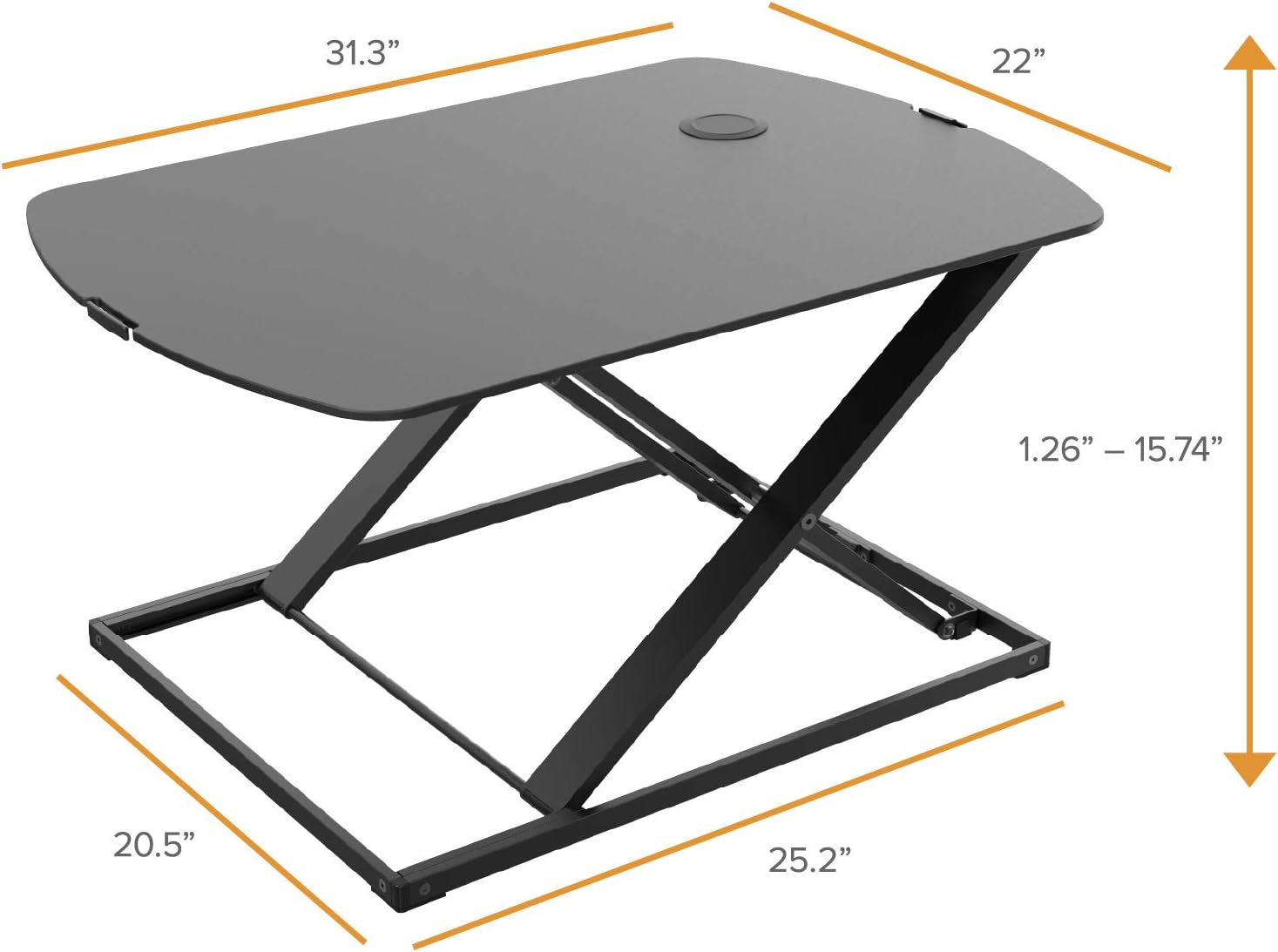 Bostitch Office Sit Stand Desk Converter, Height Adjustable Workstation Riser, Includes Wireless Charging Pad, Black (STND-3122BK)
