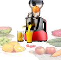 Centrifugal Juicer Machines,3.2' Large Feed Chute For Whole Fruits & Vegetables,Stainless Steel Slow Masticating Juicer,Easy To Clean,7-Segment Spiral Shaft,3 Strainers,Red