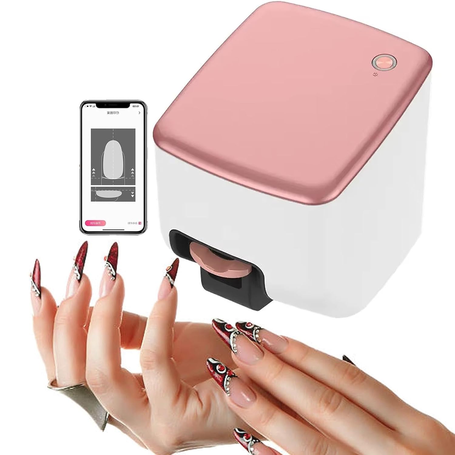 3D Smart Nail Printer | Mini Digital Mobile Nail Art Printer Machine | Portable Nail Painting Machine Support WiFi/DIY/USB(4800dpi High-Definition) | 10s Painting for Girls' Home Nails