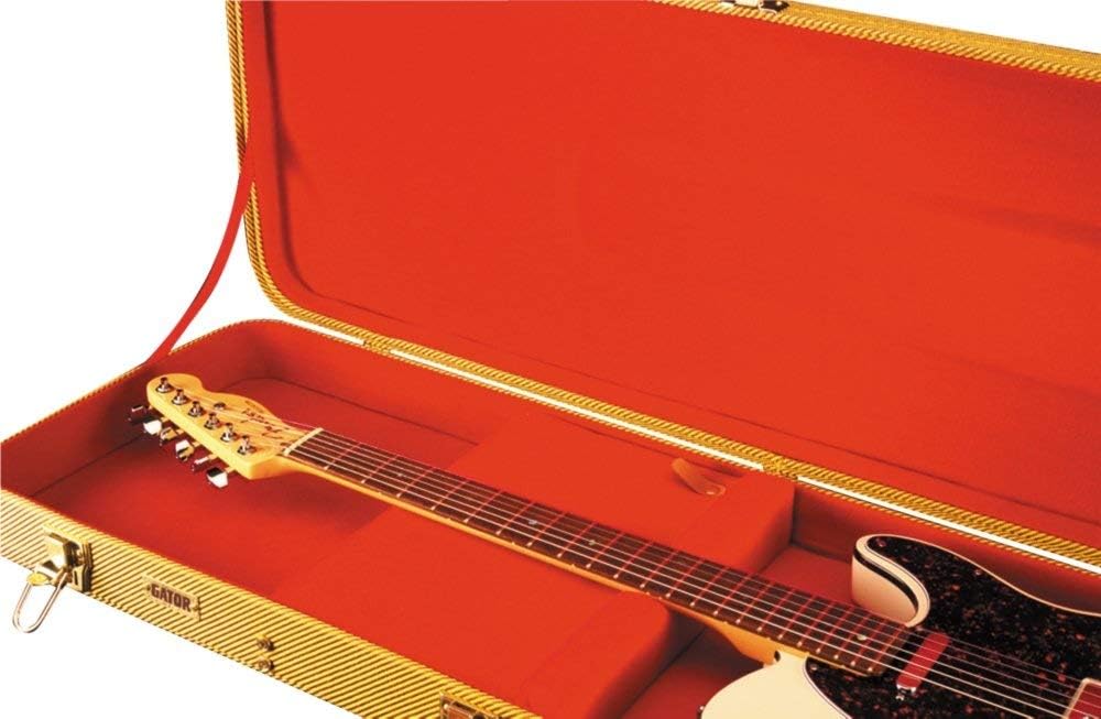 Gator Cases Deluxe Wood Case for Standard Electric Guitars, Fits Fender Stratocaster/Telecaster, Tweed (GW-ELECTRIC-TW)