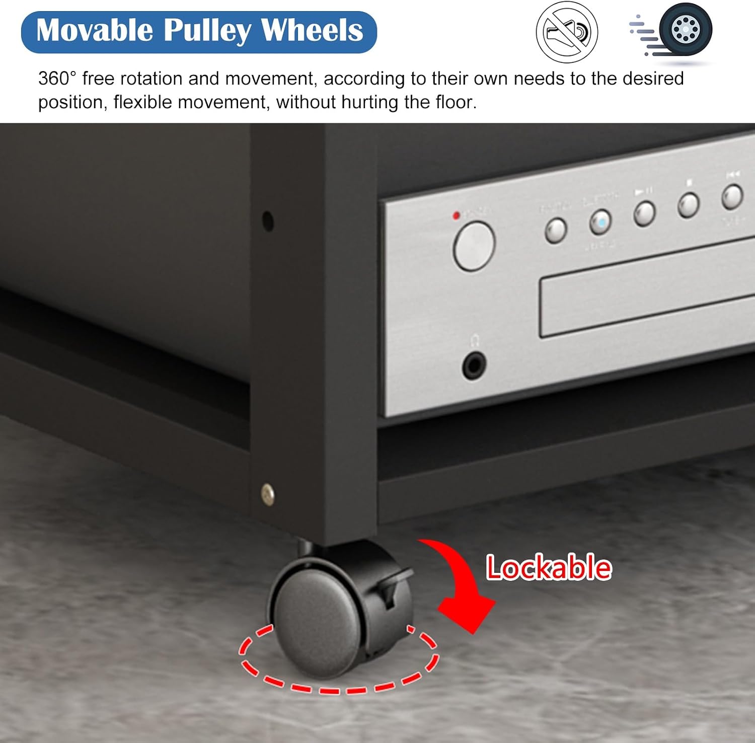 Modern Record Player Stand, 4/3 Tier Mobile Audio AV Media Shelf, Vertical Storage Cabinet for Office Home Classroom, Stereo Equipment Rack, Adjustable