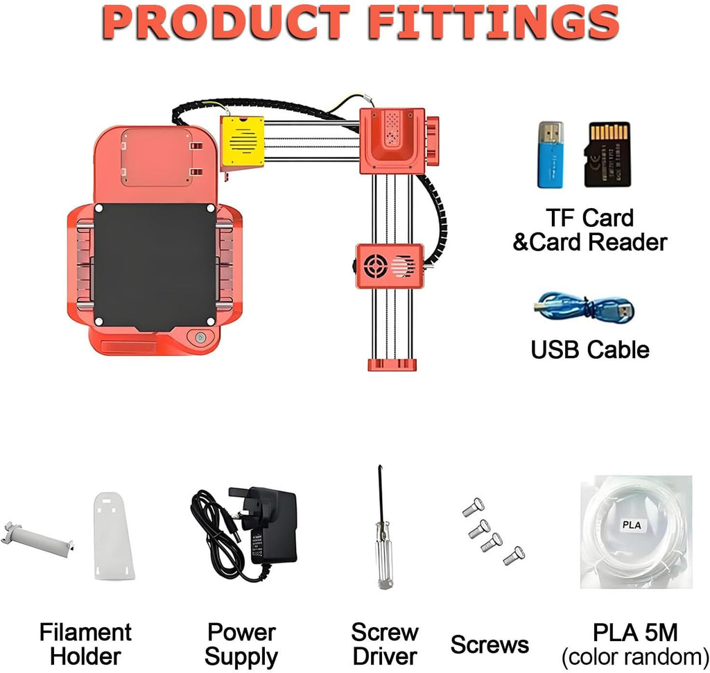 Mini DIY 3D Printers Desktop Kit,K7 3D Printer,Household Educational DIY Kit,with TF Card,with Larger Printing Size 100x100x100mm,for Beginners,Kids,Student Education Black