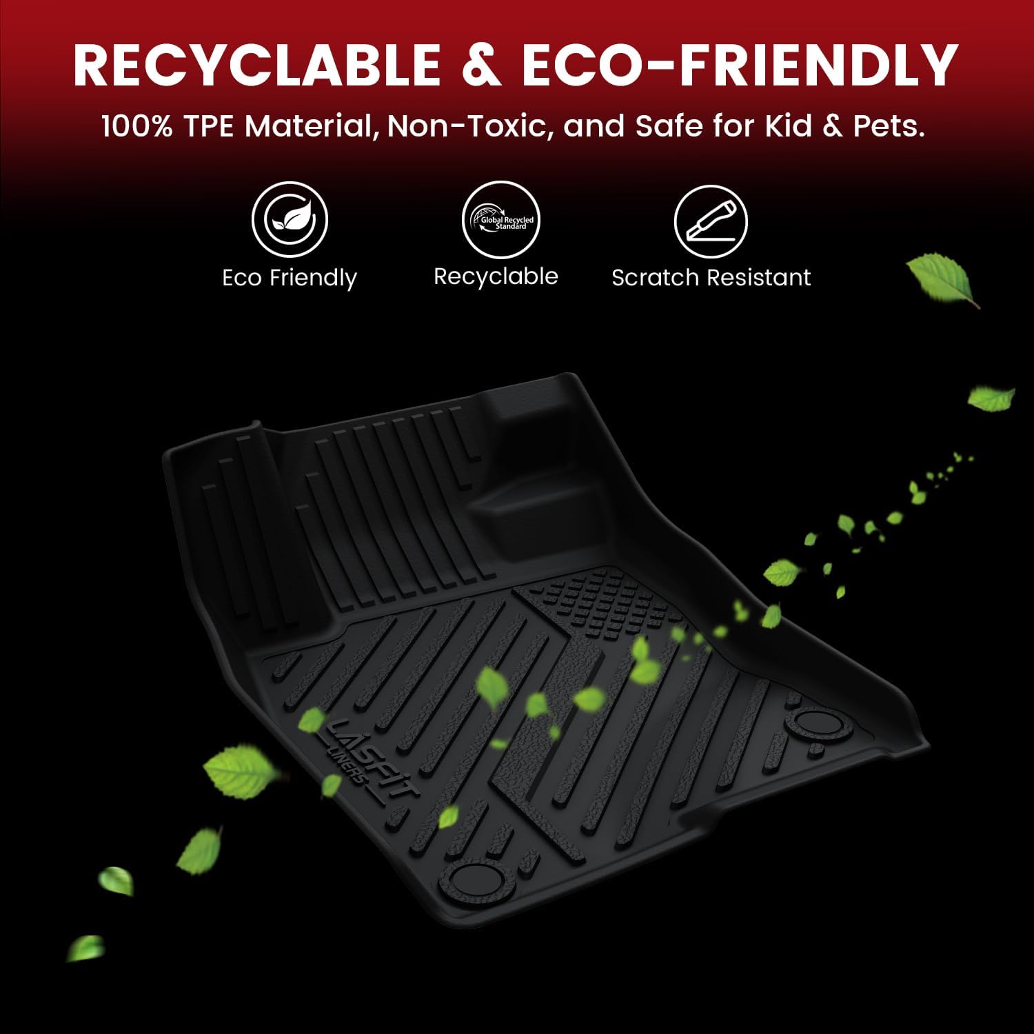 LASFIT Floor Mats & Cargo Mat for Nissan Altima 2026 2025 2024 2023 2022 2021 2020 2019, Custom Fit All Weather TPE Floor Liners Full Set Car Mats & Trunk Mat Accessories,Black
