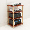 AV Media Stand 2/3/4 Tier Record Player DVD CD Audio Rack Tower Holder, Adjustable Media Storage Cabinet, Entertainment Stereo Racks Equipment Console Shelf,Walnut,4 Tier