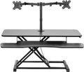VIVO Height Adjustable 42 inch Standing Desk Converter with Dual 13 to 30 inch Monitor Stand, Sit Stand Monitor Mount and Desk Riser, Black, DESK-V042KB-M2