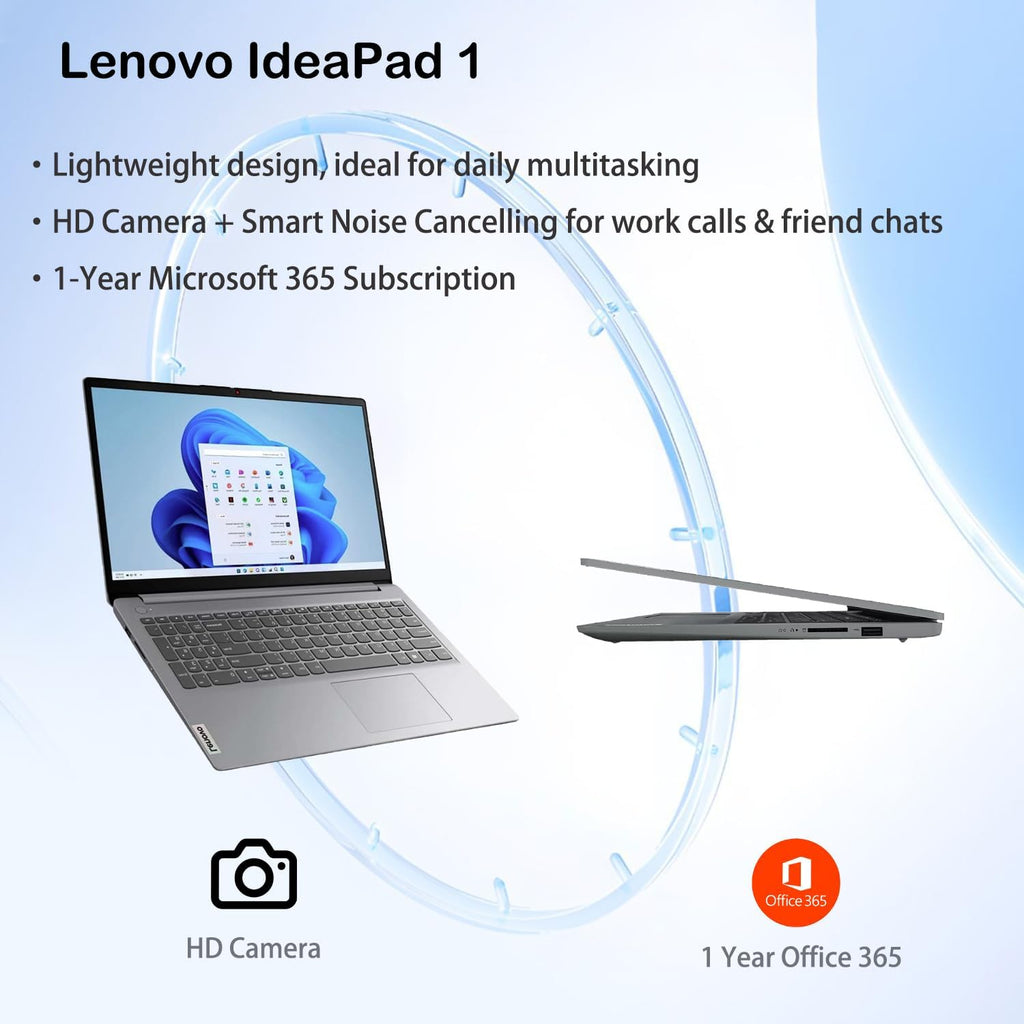 Lenovo 2025 IdeaPad 15.6' FHD Eco-Friendly Slim Laptop, Intel 10-Core i5-1335U(Beat Ryzen 7 7730U), Office 365 for The Web, 8GB RAM 256GB SSD, Webcam, Wi-Fi 6, Win11 Home, Business and Student