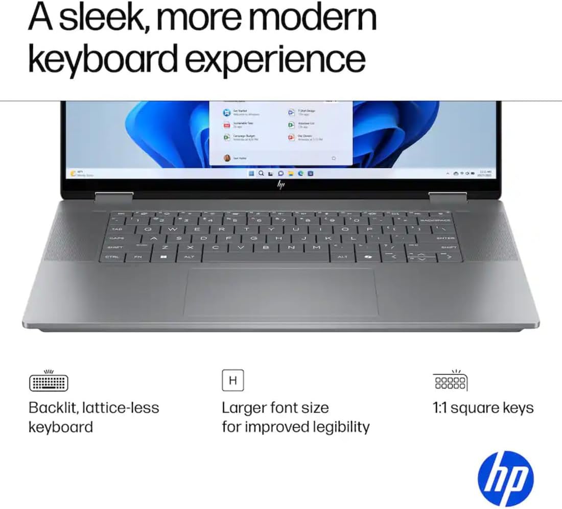 HP OmniBook X Flip 16 2 in 1 Touchscreen Laptop, 16' 2K FHD+ AMD Ryzen 5 220, 8GB DDR5 RAM 1TB SSD Copilot AI, 5MP IR Webcam, Backlit KB, Laptop for Business Student Home, Win 11 Pro with Stylus Pen