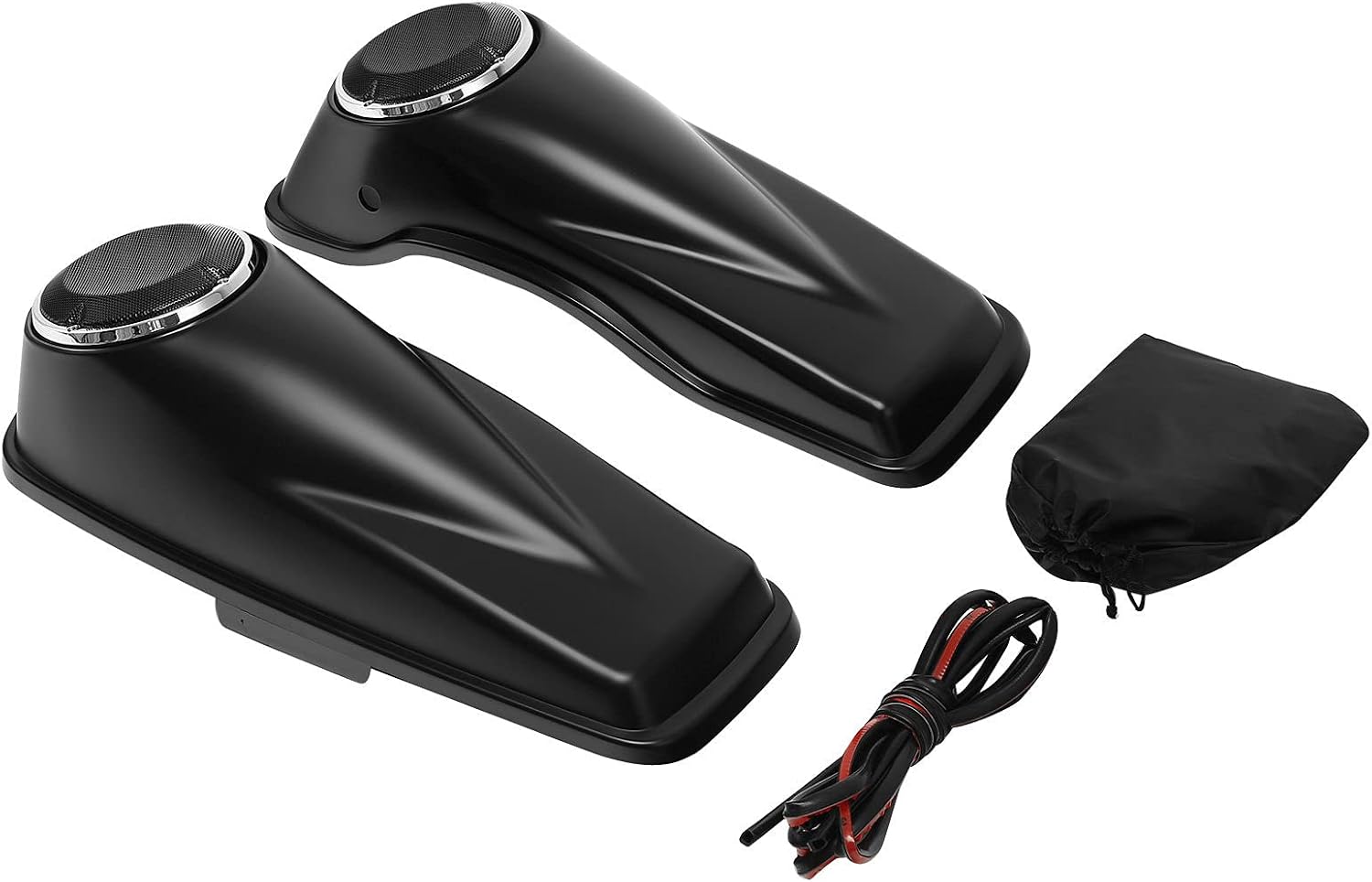 HR3 Color-Matched Black Denim Saddlebag Lids w/ 6.5' Speaker Grills Compatible with 2014-later Harley Touring Road Glide Street Glide Ultra Limited Electra Glide Standard