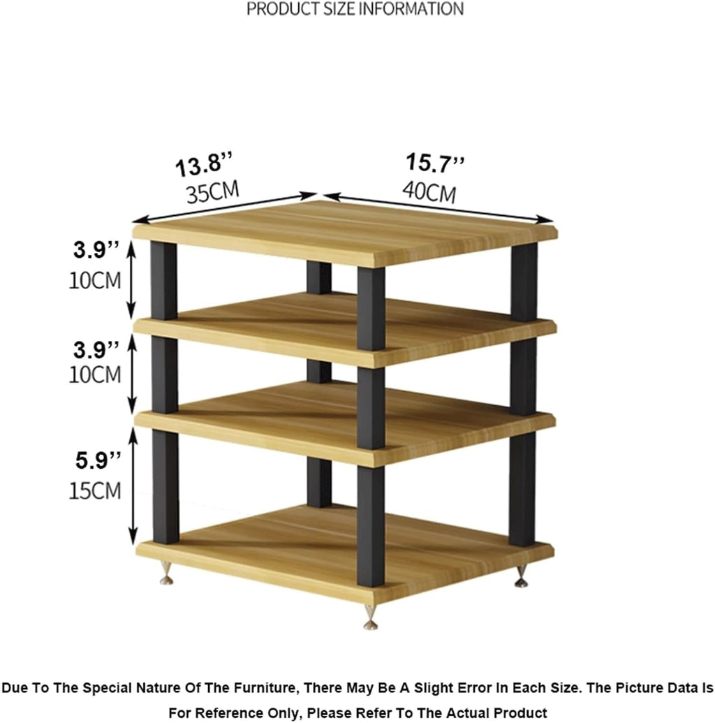 Audio Rack 2/3/4 Tier Stereo Rack Audio Equipment Rack Audio Stereo Shelf Wooden HiFi Rack Audio-Video Shelving HiFi Rack Shock Durable(Brown,3 Tier)