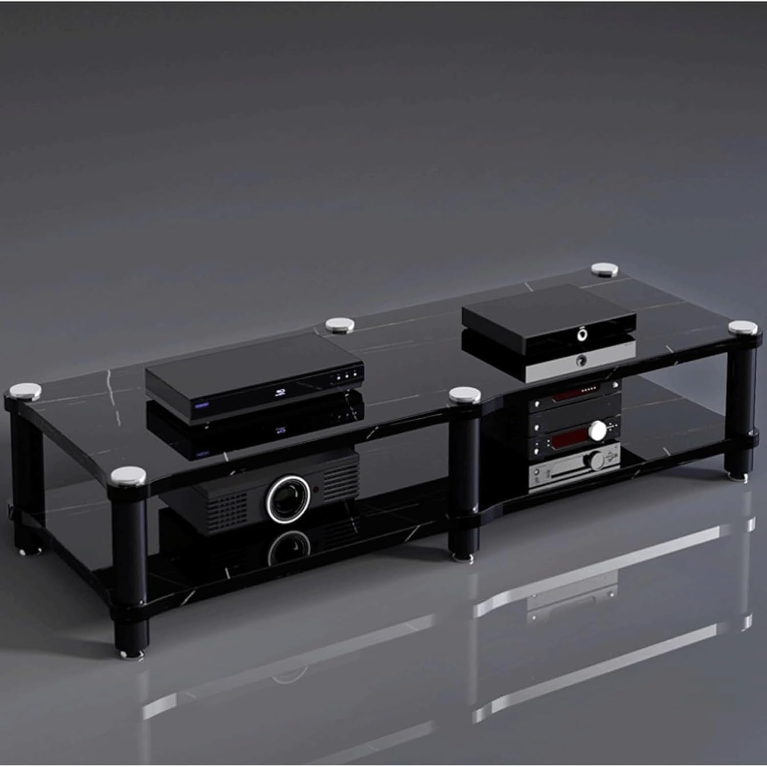 Audio Rack 1/2/3/4 Tier Stereo Rack Audio Equipment Rack Audio Stereo Shelf Wooden HiFi Rack Audio-Video Shelving Shock-Absorbing(Multi-Colored,2 Tier)