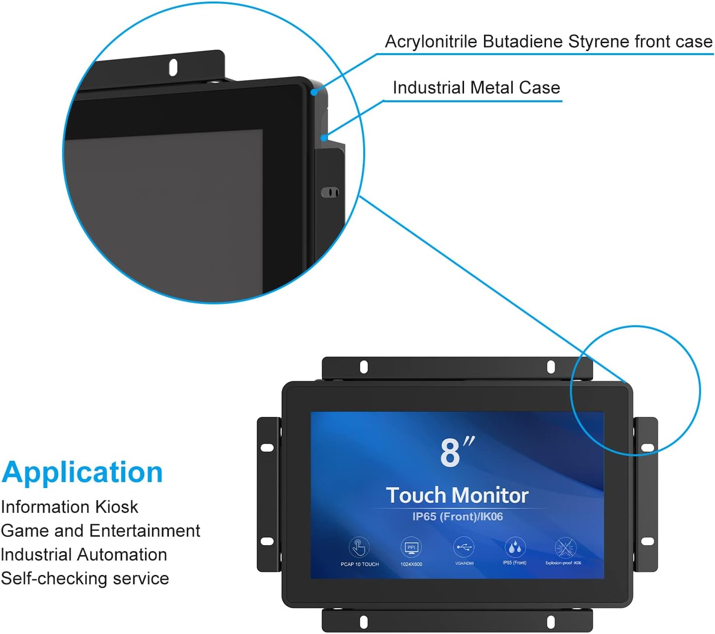 GreenTouch 8 Inch Open Frame 1024x600 HDMI PCAP Touch Monitors for Consumer, Retail POS, and Hospitality Markets