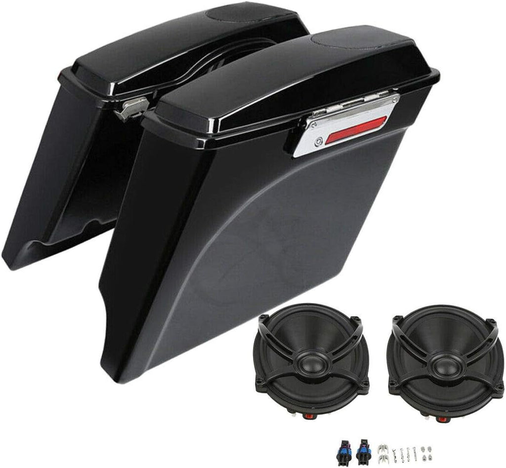 TCMT 5' Extended Saddlebags W/ 5'x7' Speaker Lids for Harley Touring Models CVO Road Glide Road King Street Glide Electra Glide Ultra Classic 1994-2013 (5' Extended Saddlebags)