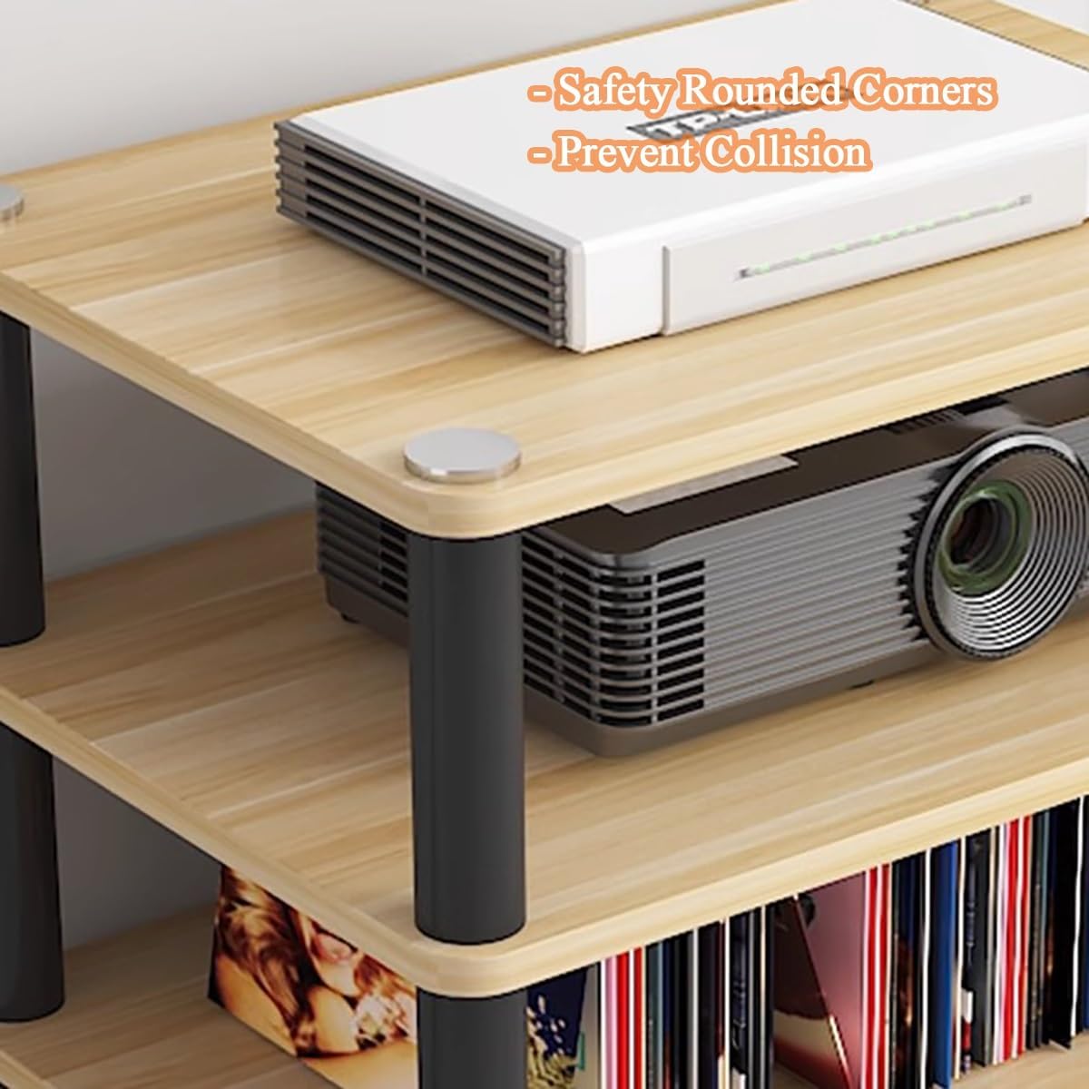 4 Tier Audio Video Equipment Rack Stereo Component Console Stand Media Cabinet, Speaker Amplifier Record Player Cd Turntable Receiver Shelves Gaming Devices Electronic Storage Uni,Red,4 Tier