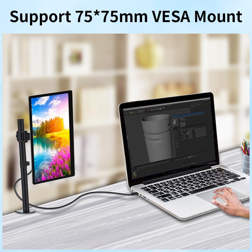 10.1 Inch Touchscreen Mini Monitor, IPS 1540×720 USB-C HDMI Portable Secondary Display with Stand & Speaker, Stretched Bar Screen for PC Laptop Rasp PI AIDA64 STEM DIY