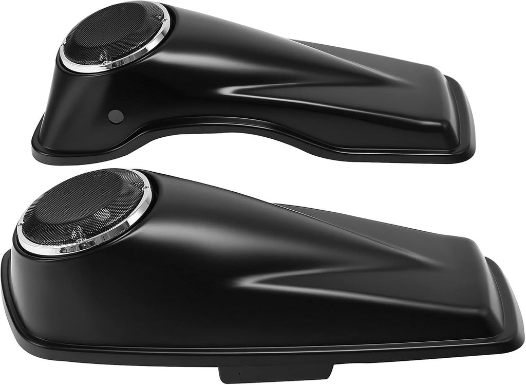 HR3 Color-Matched Black Denim Saddlebag Lids w/ 6.5' Speaker Grills Compatible with 2014-later Harley Touring Road Glide Street Glide Ultra Limited Electra Glide Standard