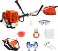 Lawn Mower, Gas String Trimmer, 52cc Weed Wacker Gas Powered, 2 in 1 Cordless Hedge Trimmer, 2-Stroke Brush Cutter, Handheld Weed Eater, Plastic Handle & Shoulder Strap Included (Orange)