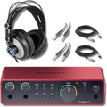 Focusrite Scarlett 2i2 4G Audio Interface Recording Bundle with StreamEye Cans50 Studio Headphones, Professional Grade XLR Cables and Instrument Cables