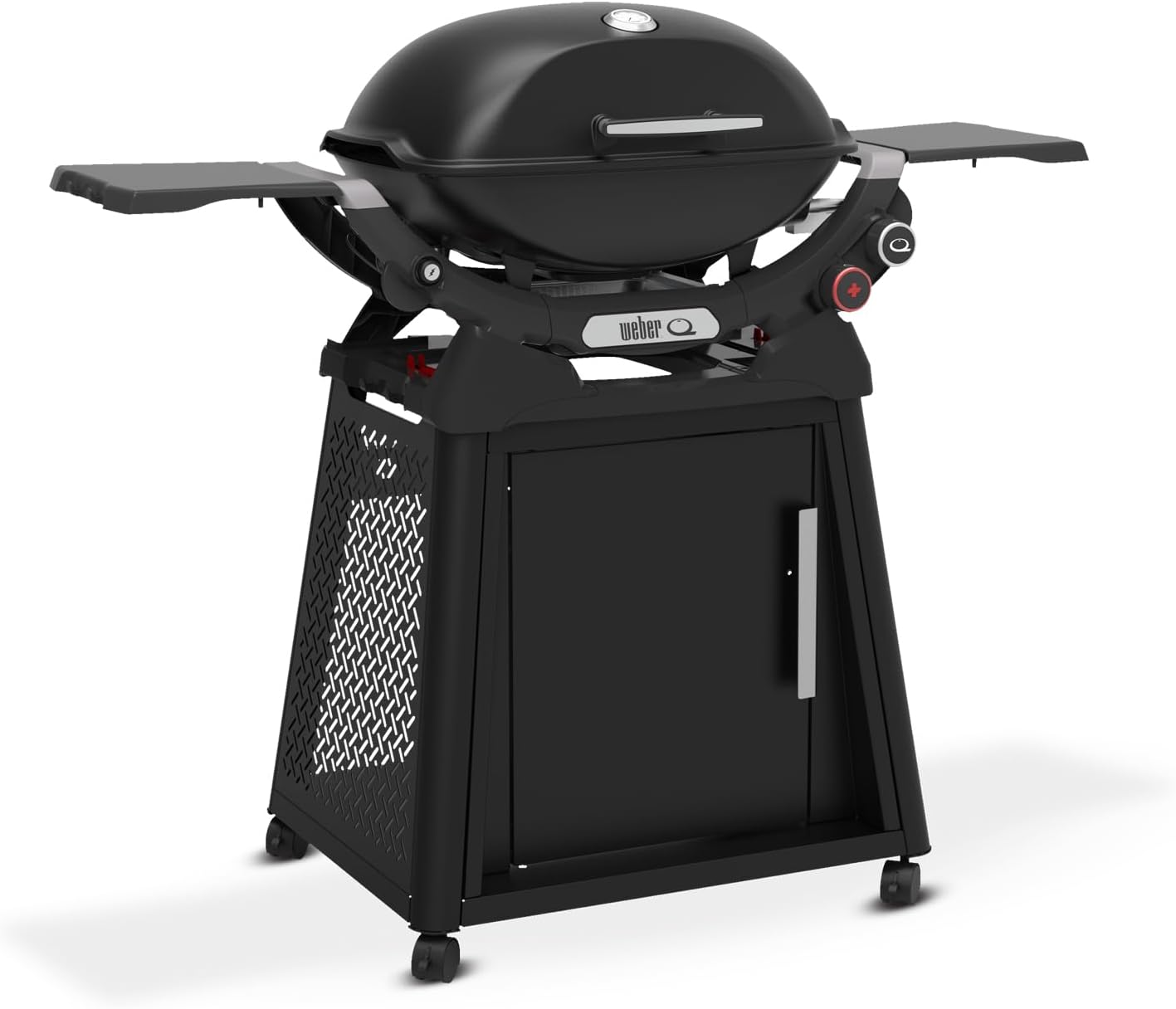Weber Q 2800N+ Liquid Propane Grill with Stand, Midnight Black – Wide 250°–700°F Temp Range with Plus Burner for Searing, Low‑Temp Roasting & High-Dome Lid
