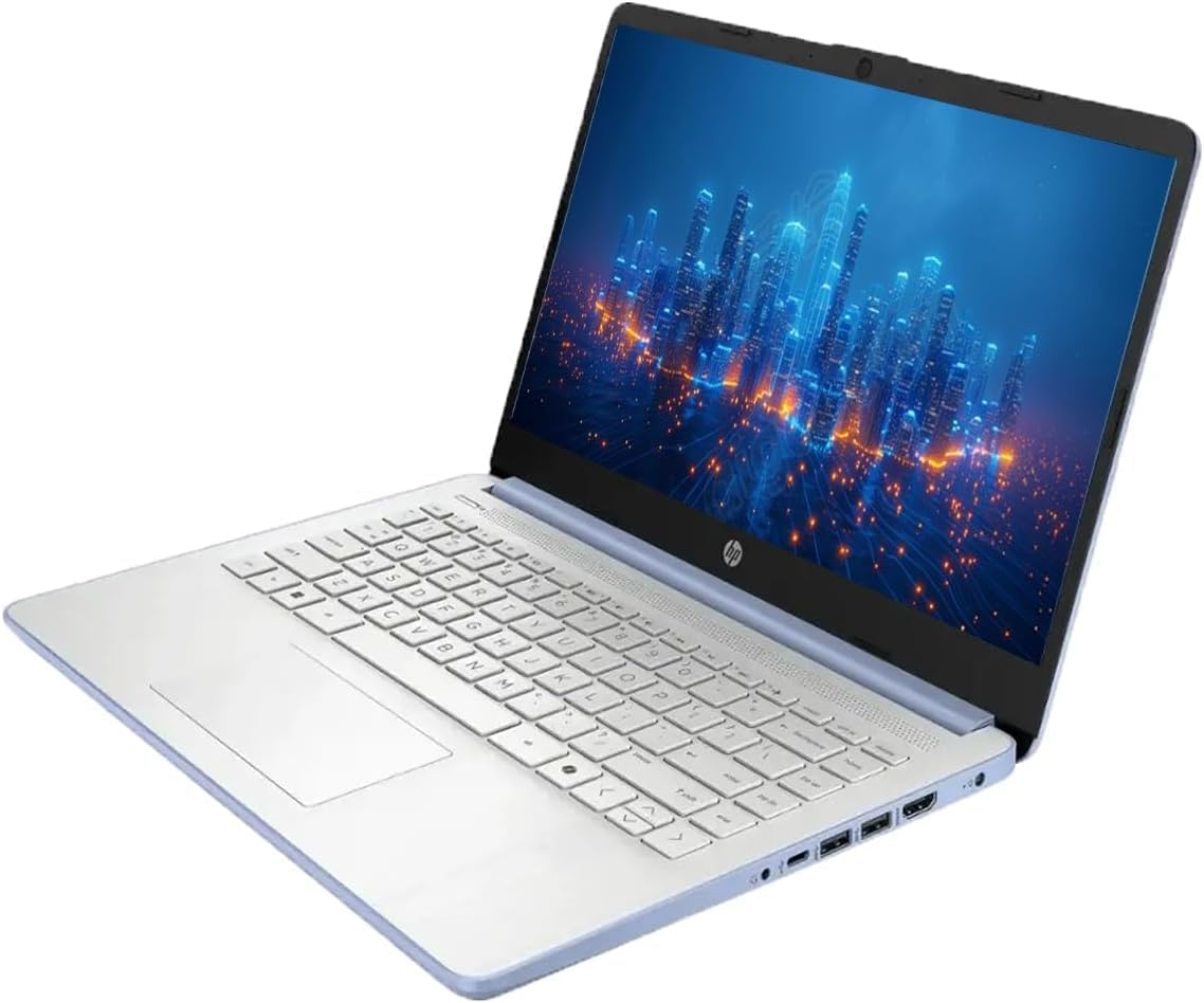 HP 14' HD Laptop with Microsoft Office and 1TB Cloud Storage (1-Year)| 8GB RAM| 128GB SSD & 128GB Portable SSD| Intel 4-Core CPU (Beat i3-10110U)| Ultra Light| Webcam| Windows 11| RK Bundle|Blue