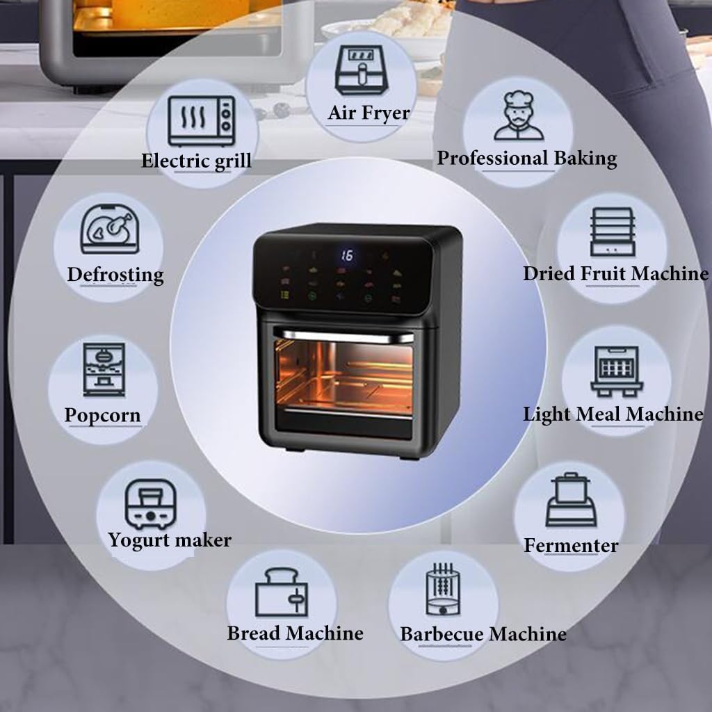 Air Fryer, Smart 10-in-1 Air Fryer Toaster Oven Combo with Grill, Digital Convection Oven Countertop Airfryer Fit，Bake, Roast, Reheat, Broil, Dehydrate, Easy Clean,10-quart,Black