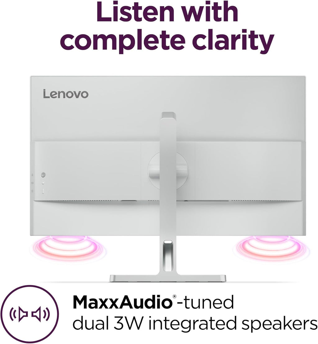 Lenovo L27q-4a - Everyday Monitor - 27' QHD IPS Display - 100Hz Refresh Rate - MaxxAudio® Tuned Speakers - VESA MediaSync - 1ms MPRT - Cloud Grey - Tilt Stand