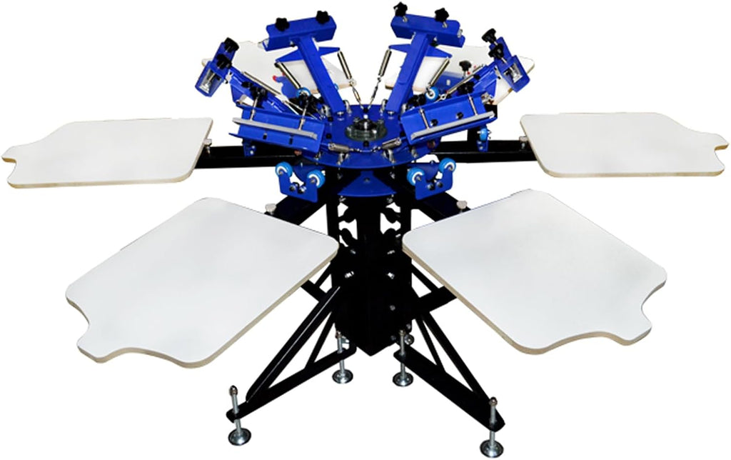 6 Color 6 Station Silk Screen Printing Press Machine Screen Printing Machine Screen Printer Machine 360° Rotation with Adjustable Height Stand