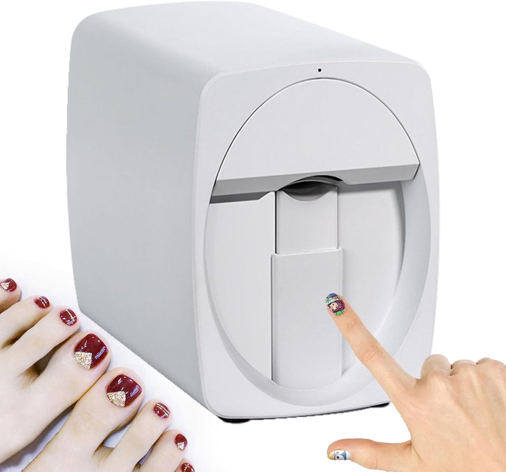 Portable Nail Painting Machine, Professional 3D Nail Printer, Mini Printer for Nails, Mobile Phone Operation, Customized Patterns, for Kid/Nail Studio/Manicurist/Nail Lovers,White