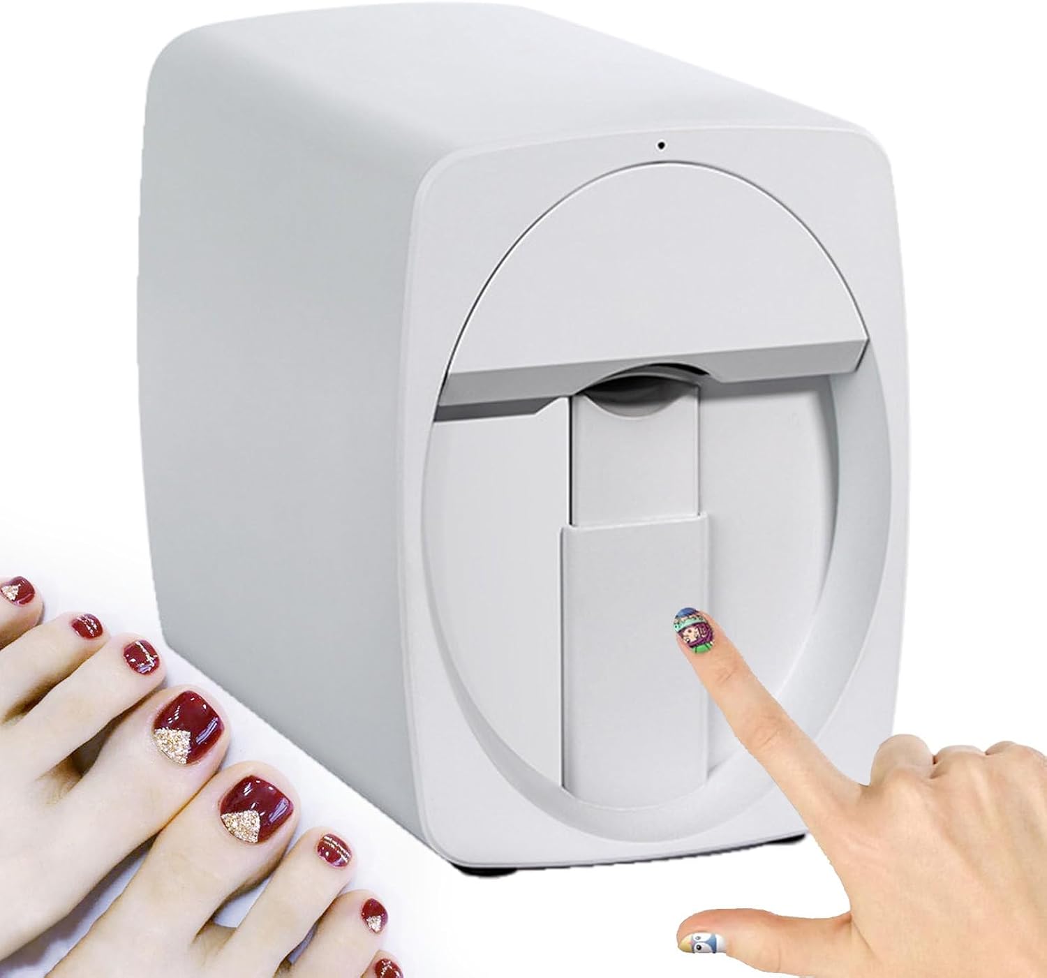 Portable Nail Painting Machine, Professional 3D Nail Printer, Mini Printer for Nails, Mobile Phone Operation, Customized Patterns, for Kid/Nail Studio/Manicurist/Nail Lovers,White