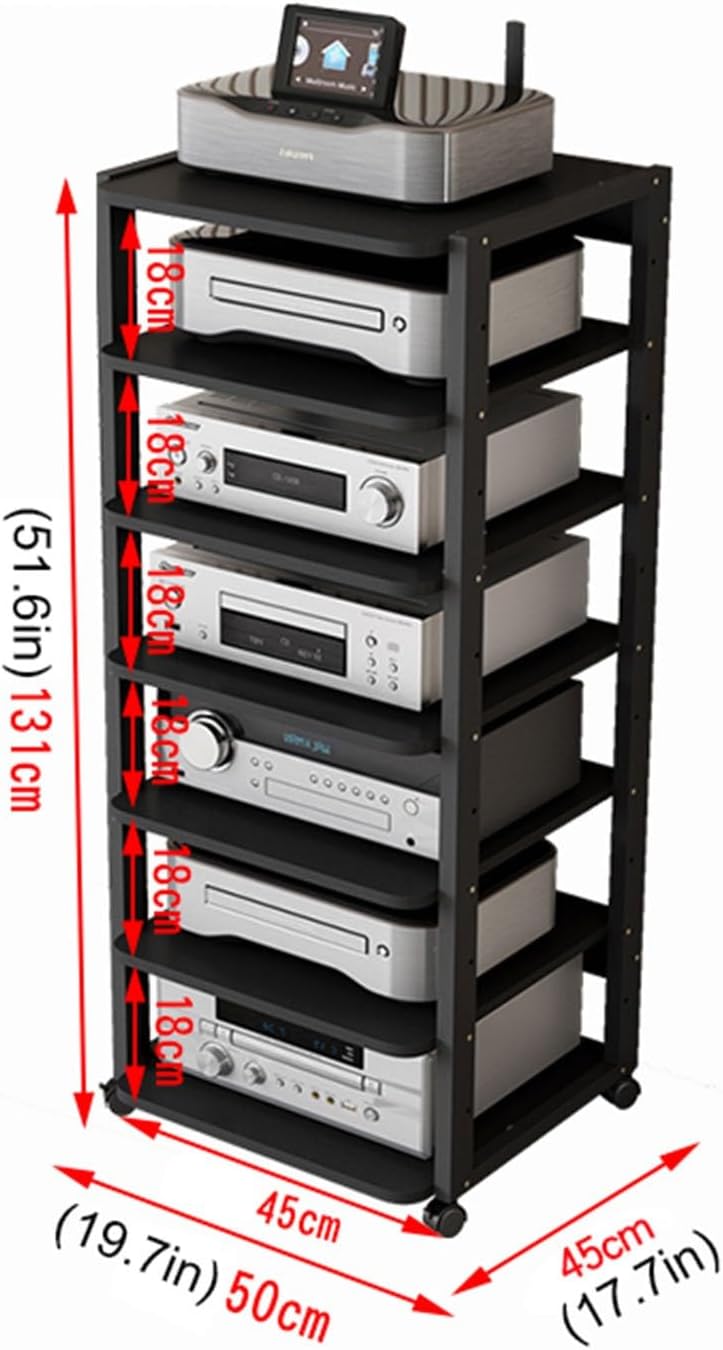 Entertainment Center for TV, Audio Video Components, Stereo Equipment, Gaming Consoles - Media Stand with Open Storage Shelves for Streaming Devices