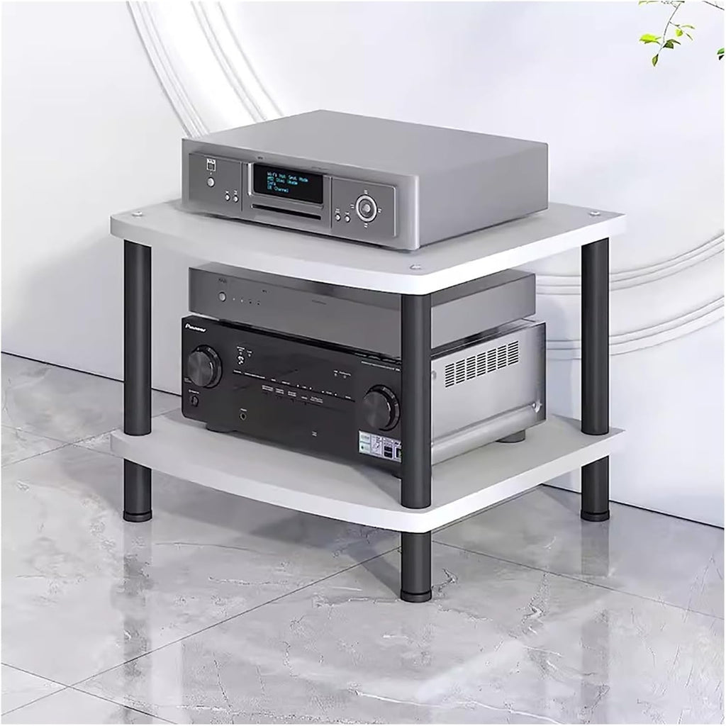 Heavy Duty HiFi Audio Video Stand - Modern Media Cabinet & Stereo Rack for Living Room, Durable AV Equipment Storage Solution, White, Height 44cm, Ideal for Home Electronics