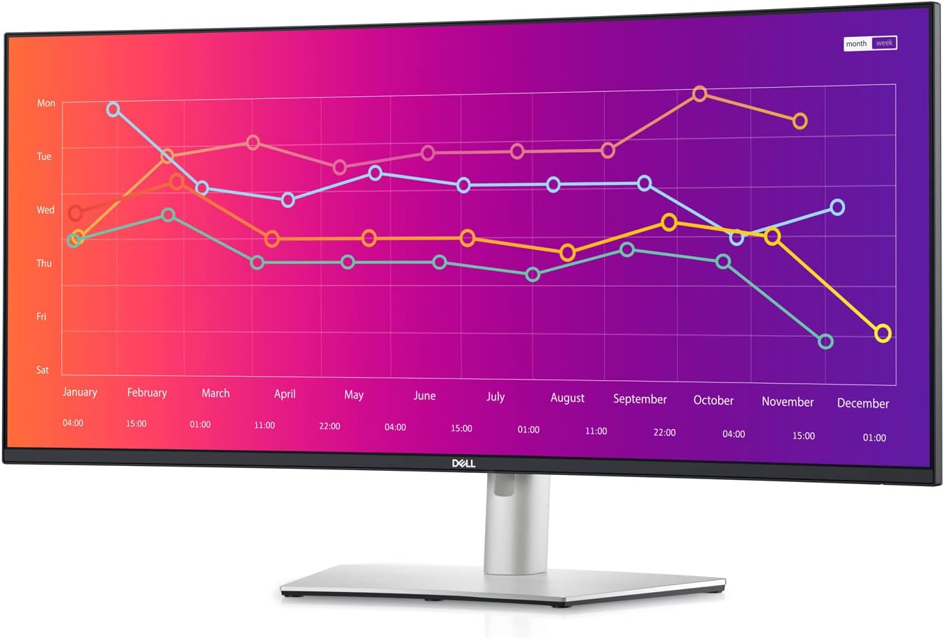 Dell U3821DW UltraSharp Curved USB-C Hub Monitor - 37.52-inch WQHD (3840 x 1600) 60Hz 2300R Curvature Display, 8ms Response time, USB-C/DP/HDMI/RJ-45, Height/Slant/Tilt/Swivel Adjustability - Silver