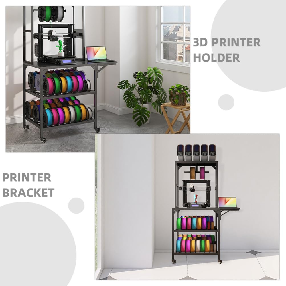 Mipcase 3D Printer Stand: Heavy Duty Rolling 3D Printer Table with Double-Layer Storage Rack - Metal Workbench for Studio, Home Office, Workshop