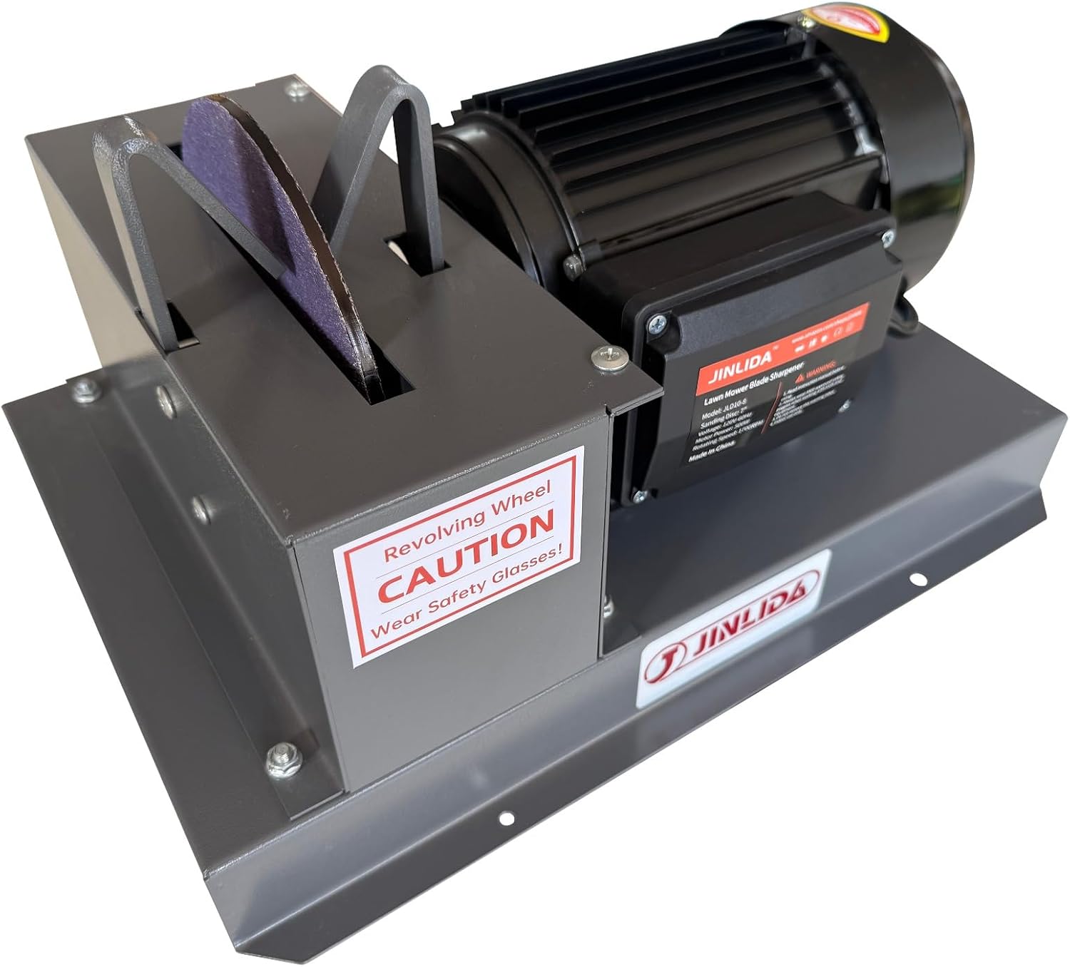 JLD10-8 Lawn Mower Blade Sharpener, 2/3HP 500W Grinder Sharpening Machine with 7-inch Ceramic Grinding Wheel and Balancer and 5 Sanding Discs