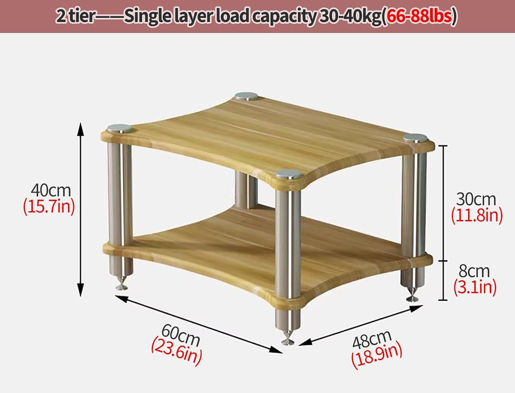 YLLFFLL Living Room/Small Spaces Audio Component Rack Tower Media Stereo Stand Equipment Shelves, Heavy Duty Modern HiFi Audio Racks Stereo Rack System(#2,2 Tier)