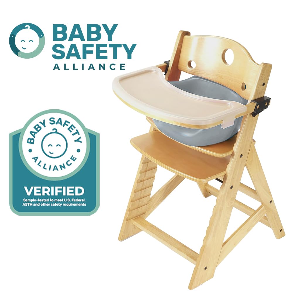 Keekaroo Height Right™ High Chair with Infant Insert & Tray, Natural/Aqua, ONE Size (0051404KR-0002)
