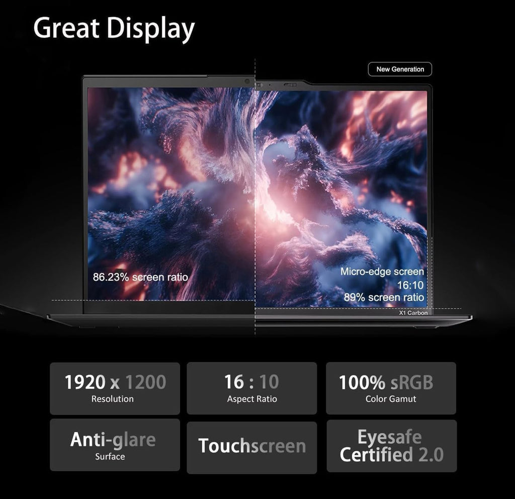 Lenovo ThinkPad X1 Carbon Gen 13 Aura Edition AI PC Laptop (14' FHD+ Touchscreen, Intel Core Ultra 7 255U, 32GB 8400MT/s RAM, 2TB SSD, (>i7-1355U)), Backlit, FP, IR Webcam, Thunderbolt 4, Win 11 Pro