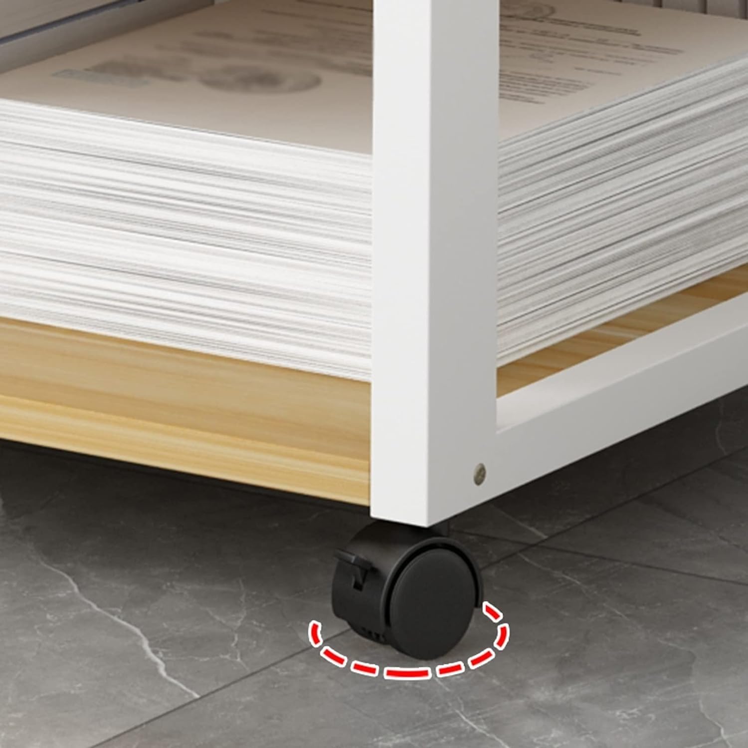 Printer Stand, 2 Tier Under Desk Printer Stand Small, Short Rolling Movable Printer Table with 4 Wheels and Locking Mechanism Office Print Stand for Mini 3D Printer Workspace Organizer