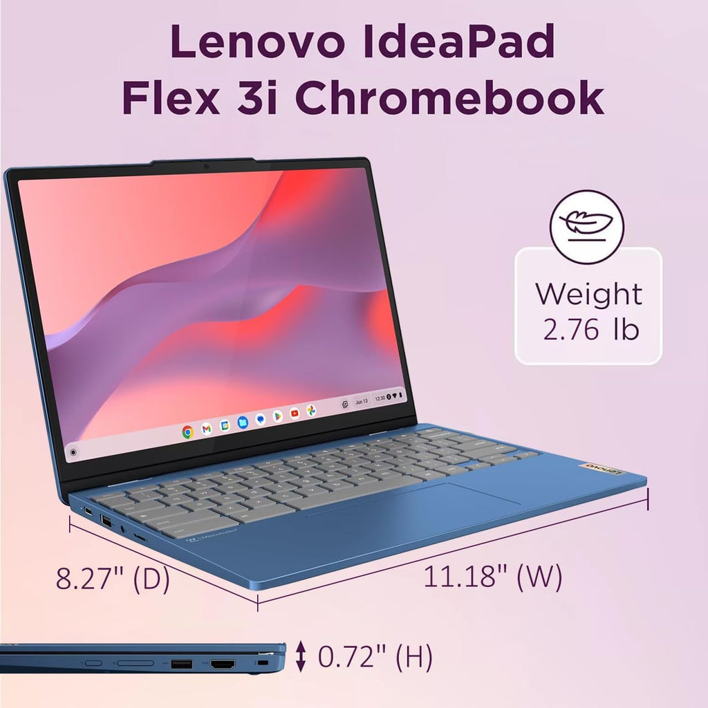 Lenovo IdeaPad Flex 3i Chromebook 2-in-1 Laptop (12.2' FHD+ Touchscreen, Intel N100, 4GB DDR5, 128GB Storage (64GB eMMC + 64GB SD Card)), Home, Student, Education, Long Battery Life, NFC, Chrome OS
