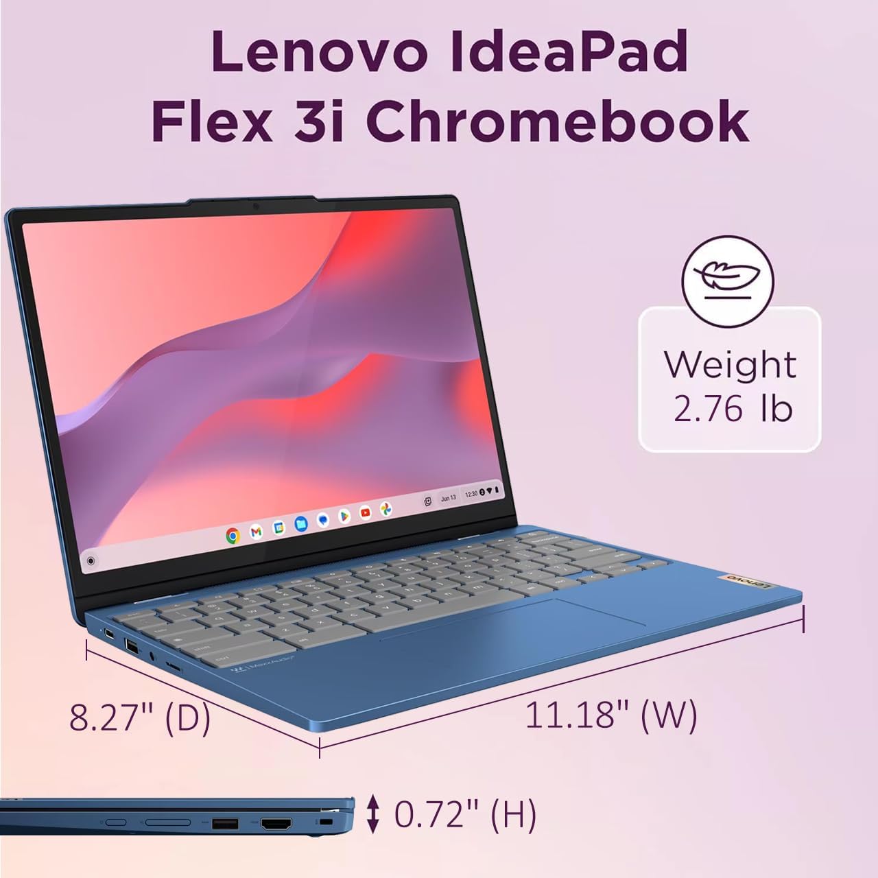 Lenovo IdeaPad Flex 3i Chromebook 2-in-1 Laptop (12.2' FHD+ Touchscreen, Intel N100, 4GB DDR5, 128GB Storage (64GB eMMC + 64GB SD Card)), Home, Student, Education, Long Battery Life, NFC, Chrome OS