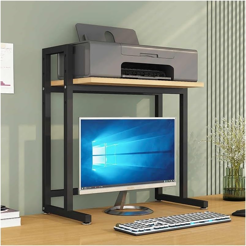 Office printer table, printer cart, 3D printer stand, printer stand with storage rack, home office, multi-function desk office organization and storage printer fax book heavy duty rack(Black,