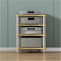 Heavy Duty HiFi Audio Rack Stand - Modern 4-Tier Media Tower for Living Room, Compact Stereo Equipment Shelves, Durable & Stylish Design, Ideal for Small Spaces