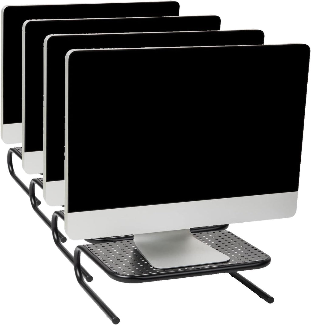 Mind Reader Monitor Stand, Ventilated Laptop Riser, Desktop Organizer, Metal, 14.5' L x 11.25' W x 4.25' H, Black (Pack of 8)