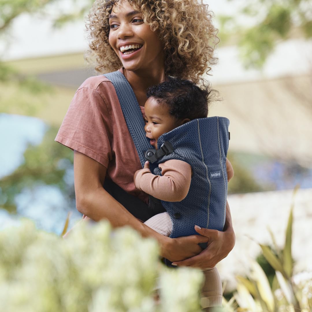 BabyBjörn Baby Carrier Mini,Navy Blue, 3D Mesh | Newborn Carrier (7-15 lbs), Ergonomic, Easy-to-Use