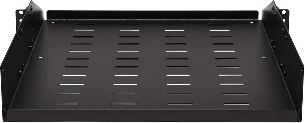 Tripp Lite 2U Universal Mount Server Rack Enclosure Shelf, Black Steel, Vented Airflow Design, Mount Hardware Included, 21.7 inch Depth, 100 lbs / 45 kg Capacity, 5-Year Warranty (SRSHELF2PUNIV)