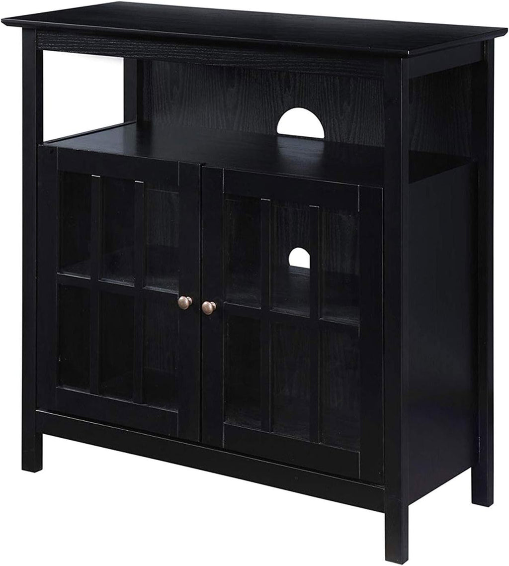 Convenience Concepts Big Sur Highboy TV Stand 36' - Modern Entertainment Center For TVs up to 40', Storage Cabinet for Dining, Living Room, & Entryway, Console Hall Table with Shelves, Black