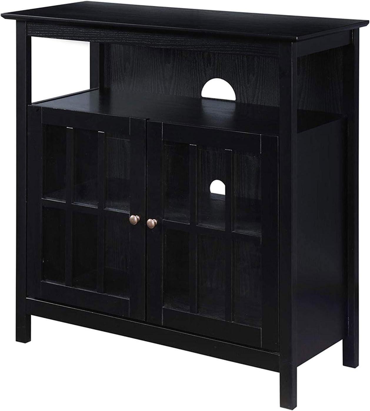 Convenience Concepts Big Sur Highboy TV Stand 36' - Modern Entertainment Center For TVs up to 40', Storage Cabinet for Dining, Living Room, & Entryway, Console Hall Table with Shelves, Black