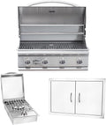 Bullet by Bull Stainless Steel Outdoor Kitchen Grill Set - Built-In Natural Gas Grill, Perfect for Entertaining -BBQ Kitchen Isl& Bundle - Includes 4 Burner Grill, Double Access Door & Side Burner
