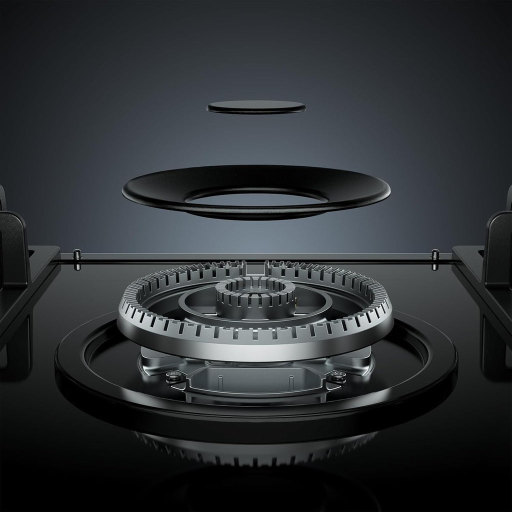 Empava 36' Gas Stove Cooktop NG/LPG Convertible with 5 Italy Sabaf Sealed Burners in Black Tempered Glass