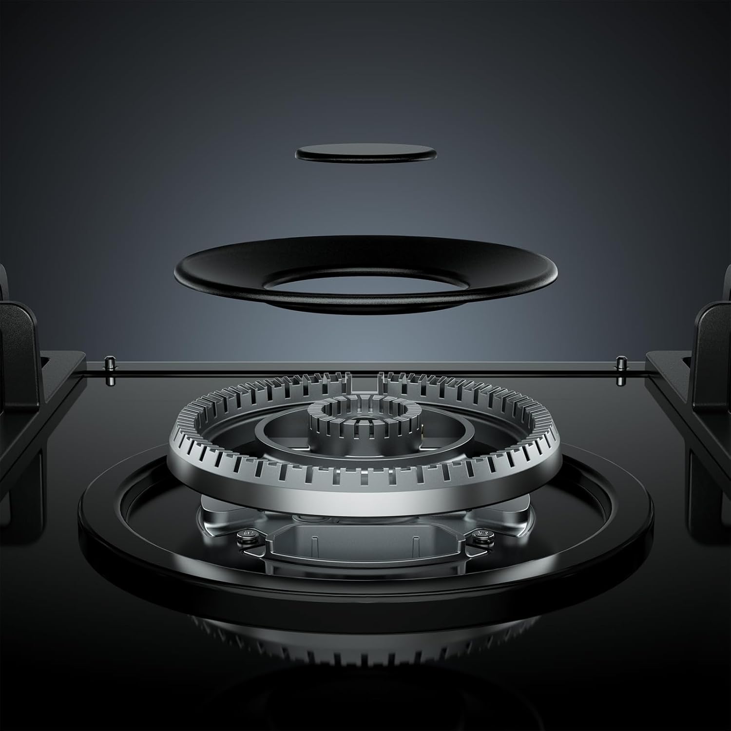 Empava 36' Gas Stove Cooktop NG/LPG Convertible with 5 Italy Sabaf Sealed Burners in Black Tempered Glass