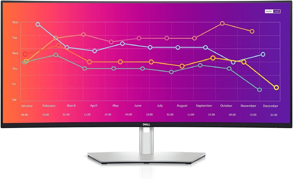 Dell U3821DW UltraSharp Curved USB-C Hub Monitor - 37.52-inch WQHD (3840 x 1600) 60Hz 2300R Curvature Display, 8ms Response time, USB-C/DP/HDMI/RJ-45, Height/Slant/Tilt/Swivel Adjustability - Silver